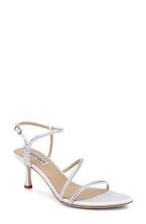Badgley Mischka Julianna Ankle Strap Sandal in White Satin at Nordstrom Rack, Size 11