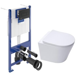 Villeroy & Boch Villeroy&boch - Pack Wc Con Bastidor + Inodoro Sin Brida Sat Infnitio + Asiento Softclose + Placa Negra (vcninfi4)