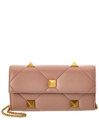 Valentino Roman Stud Leather Wallet On Chain