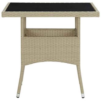 Berkfield Home Outdoor Dining Table Beige Poly Rattan & Glass