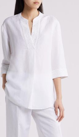 Anne Klein Linen Blend Tunic in Crisp White at Nordstrom, Size Xx-Small