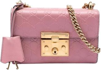 Gucci Pre-owned Cross Body Bags, female, Pink, Size: ONE SIZE Pre-owned Padlock Crossbody Bag