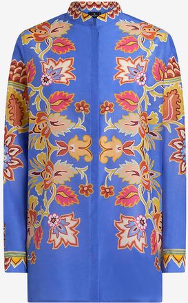 Etro Langes Seiden- und Baumwollhemd mit Print Paisley Florals