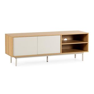 HOMN Mueble tv 2 puertas color roble/gris