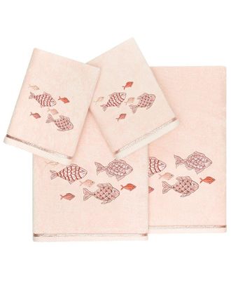 Linum Home Textiles Turkish Cotton Figi 4pc Embellished Towel Set