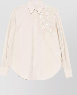 Brunello Cucinelli cotton shirt sequin detail curved hem