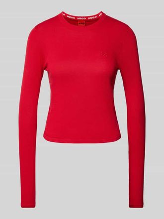 HUGO BOSS Strickpullover mit Label-Stitching Modell Scallia in Rot, Gr&ouml;&szlig;e S