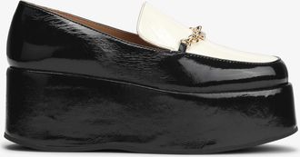 Ganni White Black Naplack Butterfly Chain Loafers