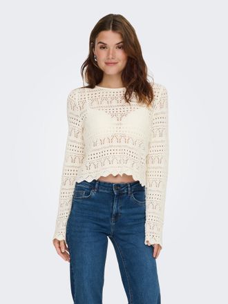 Only Strickpullover ONLY ONLELKE LIFE LS PULLOVER KNT NOOS, Damen, Gr. XL, birch, Strick, Obermaterial: 70% Baumwolle, 30% Polyester, Strukturmuster, unifa