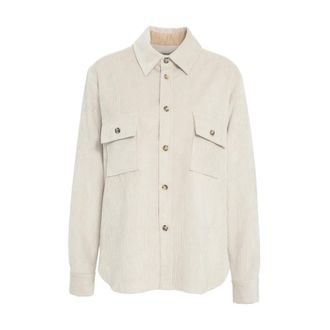 Gender Shirts, female, White, Size: XL Corduroy Blouse Bianco Aw25