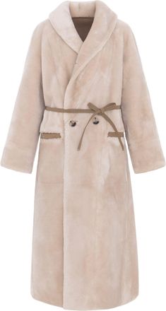 Urban Code Long Reversible Coat with Plush Texture and Shearling Trim
