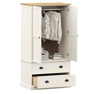 Berkfield Home Wardrobe VIGO White 90x55x176 cm Solid Wood Pine | Size: 90 x 55 x 176 cm
