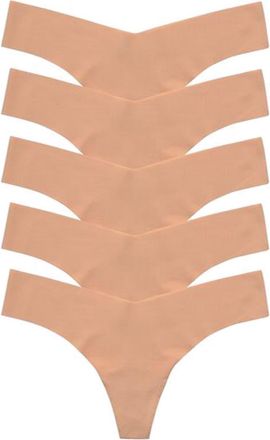 Commando Classic Solid Thong 5-Pack in Beige at Nordstrom, Size Large/x-Large