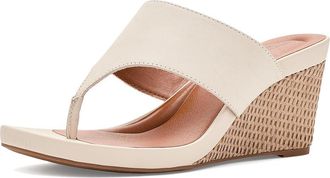 Lucky Brand Libbie Wedge Thong Sandals Womens Wedge Shoes Tusk : 9.5 M, Leather/Suede