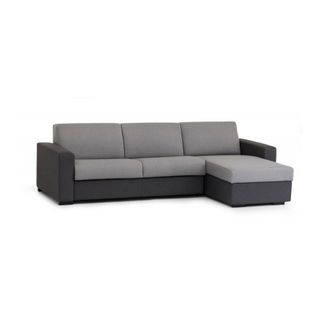 Dmora Sof&aacute; Fijo Debora, Sof&aacute; De Esquina, 100% Made In Italy, Sof&aacute; Sala De Estar, Con Contenedor Reversible Peninsula, En Tela Acolchada, Con Reposabrazos De
