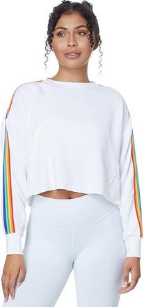 Spiritual Gangster Rainbow Cropped Pullover Womens Sweater White : XL, Cotton/Modal