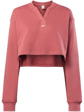 Reebok logo-embroidery cropped sweatshirt - women - Cotton - S - Pink