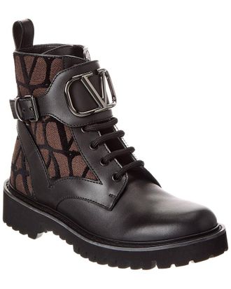 Valentino Toile Iconographe Canvas & Leather Boot