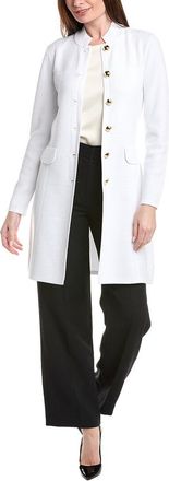St. John Banded Collar Five-Button A-Line Long Jacket