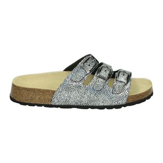 Superfit Schoenen, Dames, Grijs, 38 EU, Leer, Verstelbare Slipper met Zwart Design