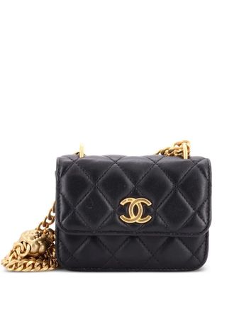 Chanel Sweet Camellia Flap Clutch with Chain Quilted Lambskin Mini crossbody bag - Nero
