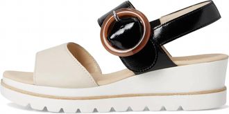 Gabor Womens Freya Wedge Sandal In Black/cream