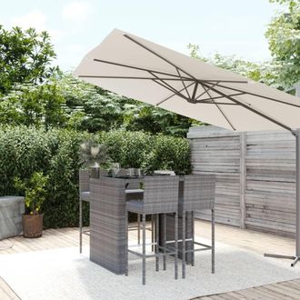 vidaXL Mesa Y Taburetes Altos Jard&iacute;n 5 Piezas Y Cojines Rat&aacute;n Pe Gris Vidaxl