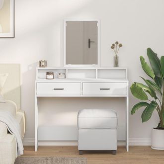 vidaXL Tavolo da Trucco Bianco 100 x 41 x 140 cm Legno multistrato - Vidaxl