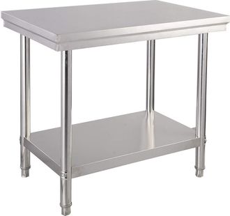 Costway Costway Mesa De Trabajo Acero Inoxidable Cocina 92x61x90 Cent&iacute;metros Mesa Con Estante Para Preparaci&oacute;n De Alimentos 92 X 61 X 90 Cm