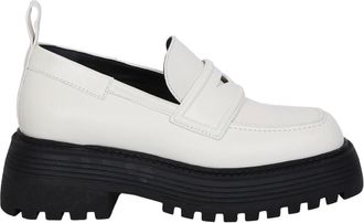 3Juin 3Juin, Schoenen, Dames, Wit, 40 EU, Leer, Ivoor Leren Zwarte Loafers