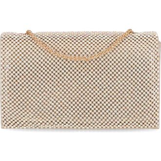 Jessica McClintock Adria Rhinestone Embellished Chain Handle Clutch in Honey at Nordstrom Rack
