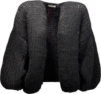 Maiami Alpaca Bomber Cardigan - Dames - Vesten - Zwart - S/M - Truien & Vesten