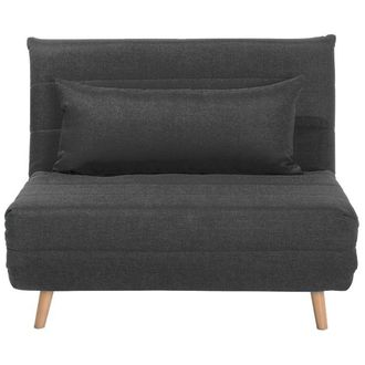 Beliani Beliani - Sof&aacute; Cama Peque&ntilde;o De Tela Gris Oscuro 1 Plaza Cama Plegable Sin Brazos Estilo Escandinavo Setten