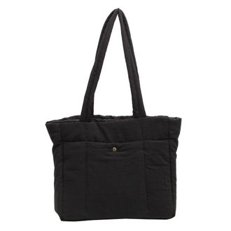 Generic Ladies Padded Sling Bag Solid Color Puffer Shoulder Bag Large Capacity Winter Puffer Bags Fashion for Party Travel Work (Black)