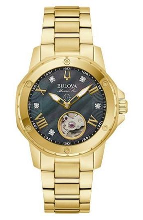 Bulova Marine Star Bracelet Watch, 35mm in Gold at Nordstrom Rack