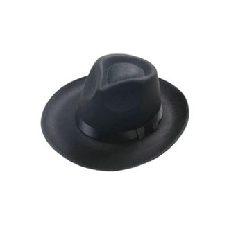 Generic Mens Womens Wide Brim Fedora Hats Belt Buckle Solid Color Vintage Adjustable Cotton Jazz Caps Unisex Wedding Church Hat Black