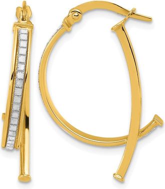 Diamond2Deal 14K Yellow Gold Glitter Infused Hoop Earrings