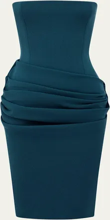 Alex Perry Strapless Draped Stretch Crepe Longline Dress