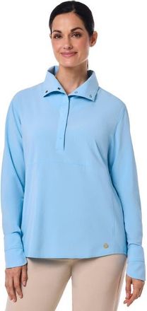 Coolibar Womens Catona Funnel Neck Long Sleeve Top, UPF 50+ Sun Protection in Arctic Blue Shadow Stripe at Nordstrom, Size Medium