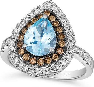 Le Vian Semi-Precious Center 14K 1.93 Ct. Tw. Diamond & Aquamarine Cocktail Ring