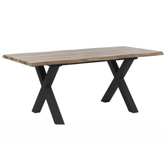 Beliani Mesa De Comedor Extensible Madera Oscura Mdf Mariposa 140/180 X 90 Cm Minimalista Para 4-6 Asientos Bronson