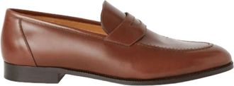 Loro Piana Bruine Klassieke Mocassin met Dubbele Stiksels - Heren - Loafers - Bruin - 42 1/2 EU - Leer - Schoenen