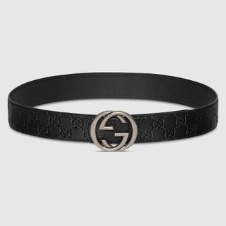 Gucci Reversible Belt With Interlocking G Buckle, Size Gucci 100, Black, Leather