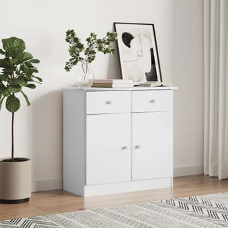 vidaXL Aparador Alta Madera Maciza De Pino Blanco 77x35x73 Cm Vidaxl