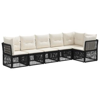 vidaXL Conjunto De Sof&aacute;s De Jard&iacute;n 6 Uds. 6 Plaza Negro Vidaxl