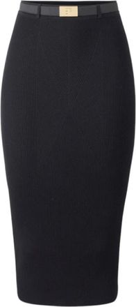 Elisabetta Franchi Rokken, Dames, Zwart, S, Zwarte Rokken met Goudkleurige Riem