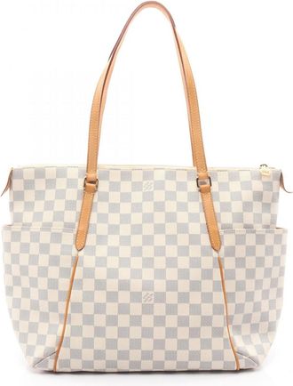 Louis Vuitton Damier Azur White Coated Canvas Leather Tote Bag (Pre-Owned)