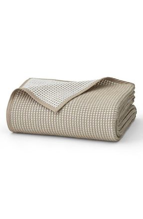 Boll & Branch Waffle Knit Two-Tone Bed Blanket in White/Oak at Nordstrom, Size King
