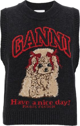 Ganni Dog Gilet Nero-Donna