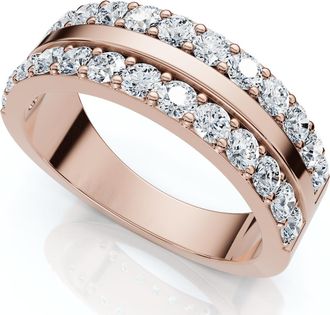 Pompeii3 1Ct Diamond Wedding Double Row Anniversary Ring Gold Lab Grown